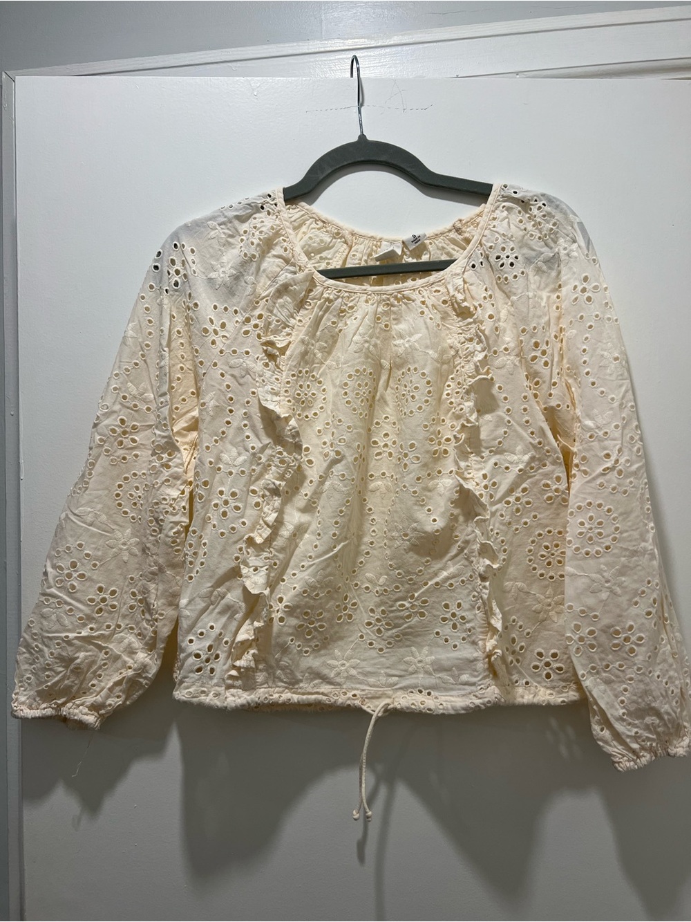 Joie Cream Eyelet Ruffle Peasant Blouse
